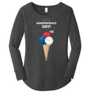 Independence Day Ice Cream Red White And Blue Women's Perfect Tri Tunic Long Sleeve Shirt