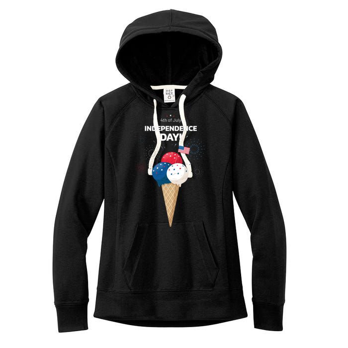 Independence Day Ice Cream Red White And Blue Women's Fleece Hoodie