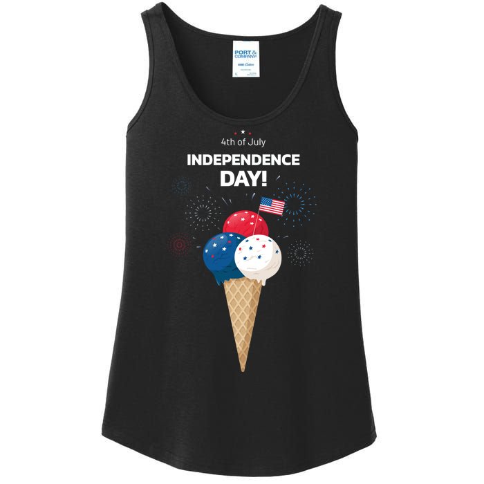 Independence Day Ice Cream Red White And Blue Ladies Essential Tank