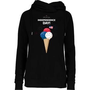 Independence Day Ice Cream Red White And Blue Womens Funnel Neck Pullover Hood