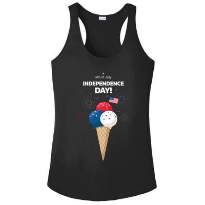 Independence Day Ice Cream Red White And Blue Ladies PosiCharge Competitor Racerback Tank