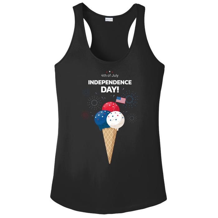 Independence Day Ice Cream Red White And Blue Ladies PosiCharge Competitor Racerback Tank