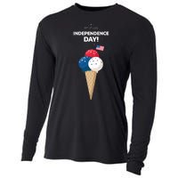 Independence Day Ice Cream Red White And Blue Cooling Performance Long Sleeve Crew