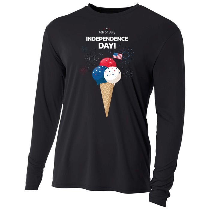 Independence Day Ice Cream Red White And Blue Cooling Performance Long Sleeve Crew