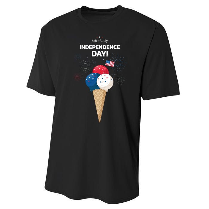 Independence Day Ice Cream Red White And Blue Performance Sprint T-Shirt