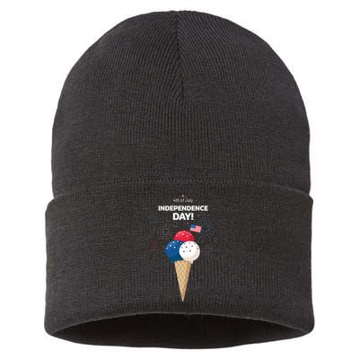 Independence Day Ice Cream Red White And Blue Sustainable Knit Beanie