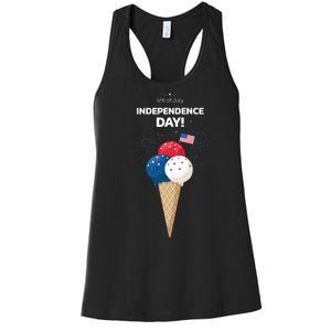 Independence Day Ice Cream Red White And Blue Women's Racerback Tank