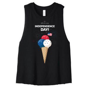 Independence Day Ice Cream Red White And Blue Women's Racerback Cropped Tank