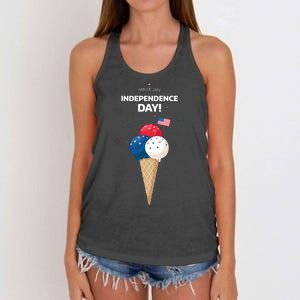 Independence Day Ice Cream Red White And Blue Women's Knotted Racerback Tank