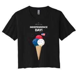 Independence Day Ice Cream Red White And Blue Women's Crop Top Tee