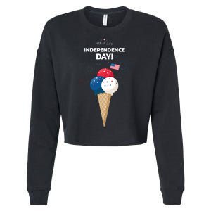 Independence Day Ice Cream Red White And Blue Cropped Pullover Crew