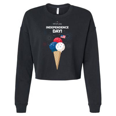 Independence Day Ice Cream Red White And Blue Cropped Pullover Crew