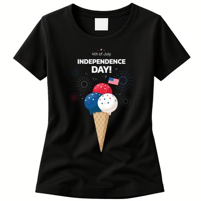 Independence Day Ice Cream Red White And Blue Womens T-Shirt