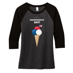 Independence Day Ice Cream Red White And Blue Women's Tri-Blend 3/4-Sleeve Raglan Shirt