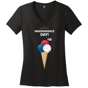 Independence Day Ice Cream Red White And Blue Women's V-Neck T-Shirt