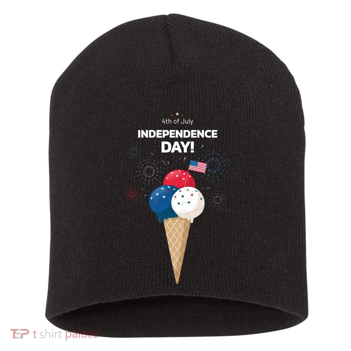 Independence Day Ice Cream Red White And Blue Short Acrylic Beanie