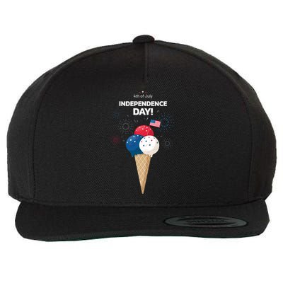 Independence Day Ice Cream Red White And Blue Wool Snapback Cap
