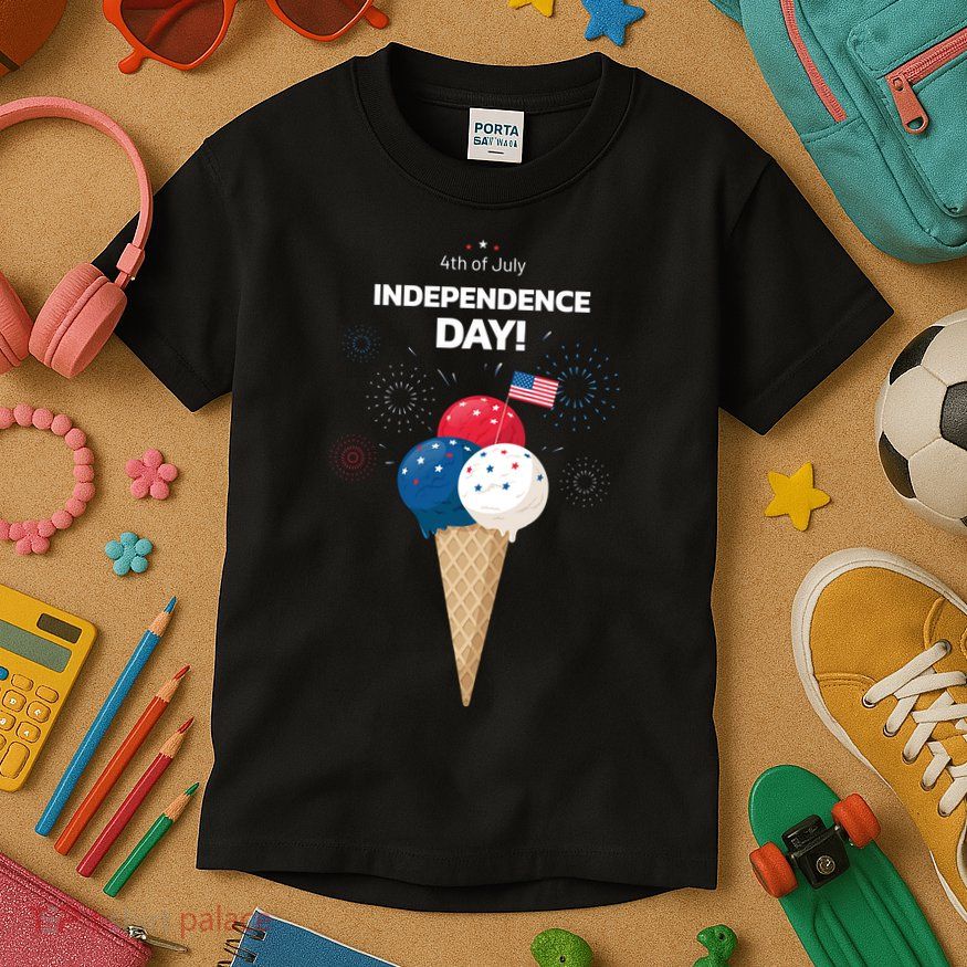 Independence Day Ice Cream Red White And Blue Kids T-Shirt