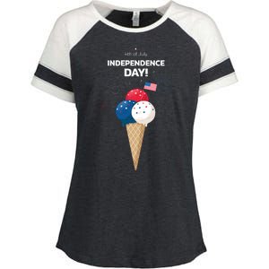 Independence Day Ice Cream Red White And Blue Enza Ladies Jersey Colorblock Tee