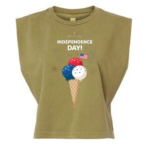 Independence Day Ice Cream Red White And Blue Garment-Dyed Women's Muscle Tee