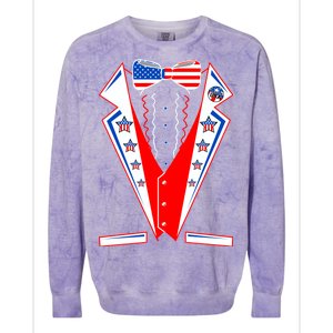 Independence Day USA Tuxedo Tux Colorblast Crewneck Sweatshirt