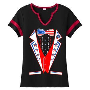 Independence Day USA Tuxedo Tux Ladies Halftime Notch Neck Tee