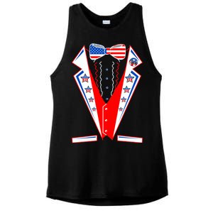 Independence Day USA Tuxedo Tux Ladies PosiCharge Tri-Blend Wicking Tank