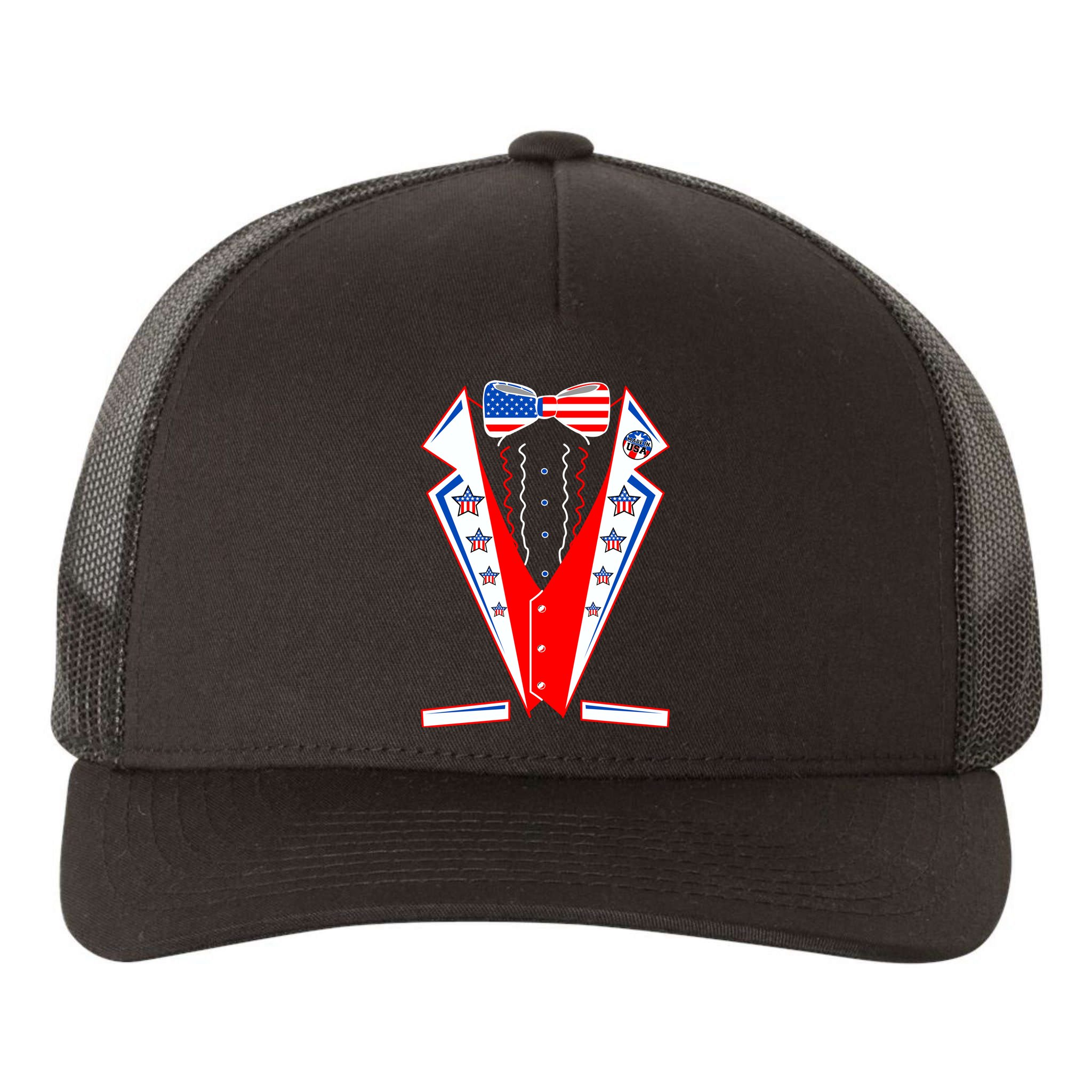 Independence Day USA Tuxedo Tux Yupoong Adult 5-Panel Trucker Hat
