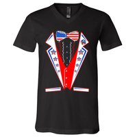 Independence Day USA Tuxedo Tux V-Neck T-Shirt