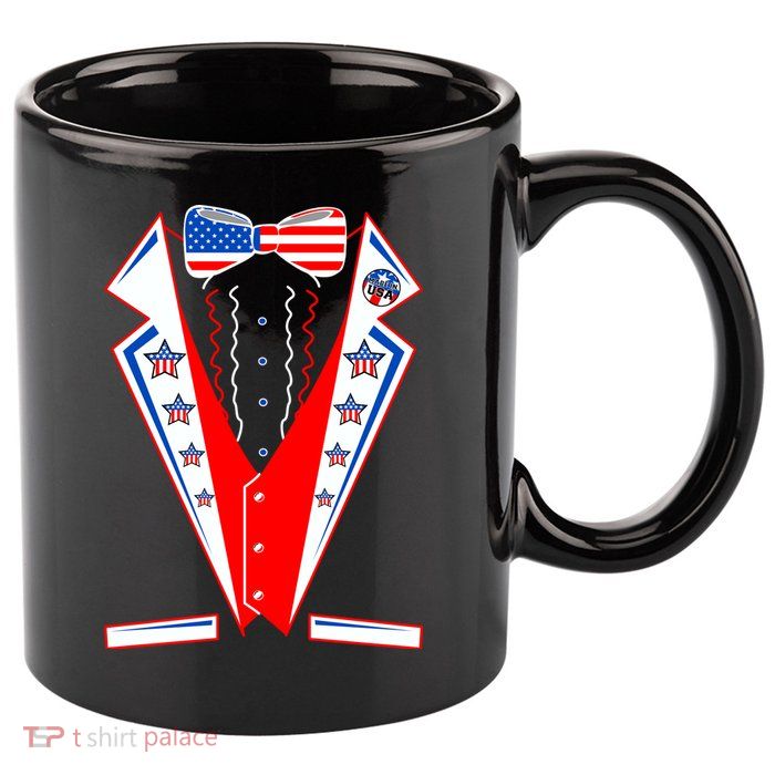 Independence Day USA Tuxedo Tux 11oz C Handle Ceramic Mug