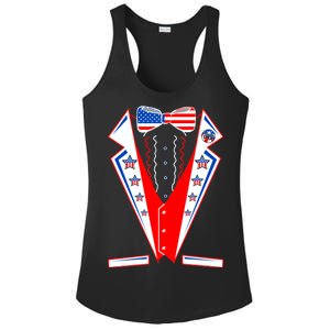 Independence Day USA Tuxedo Tux Ladies PosiCharge Competitor Racerback Tank