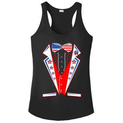 Independence Day USA Tuxedo Tux Ladies PosiCharge Competitor Racerback Tank