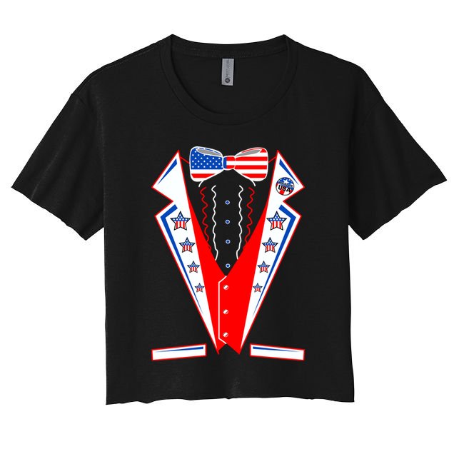 Independence Day USA Tuxedo Tux Crop Top