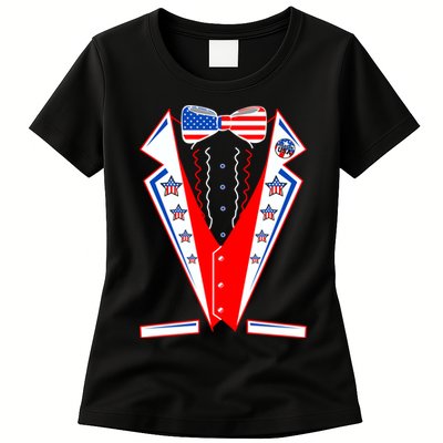 Independence Day USA Tuxedo Tux Womens T-Shirt