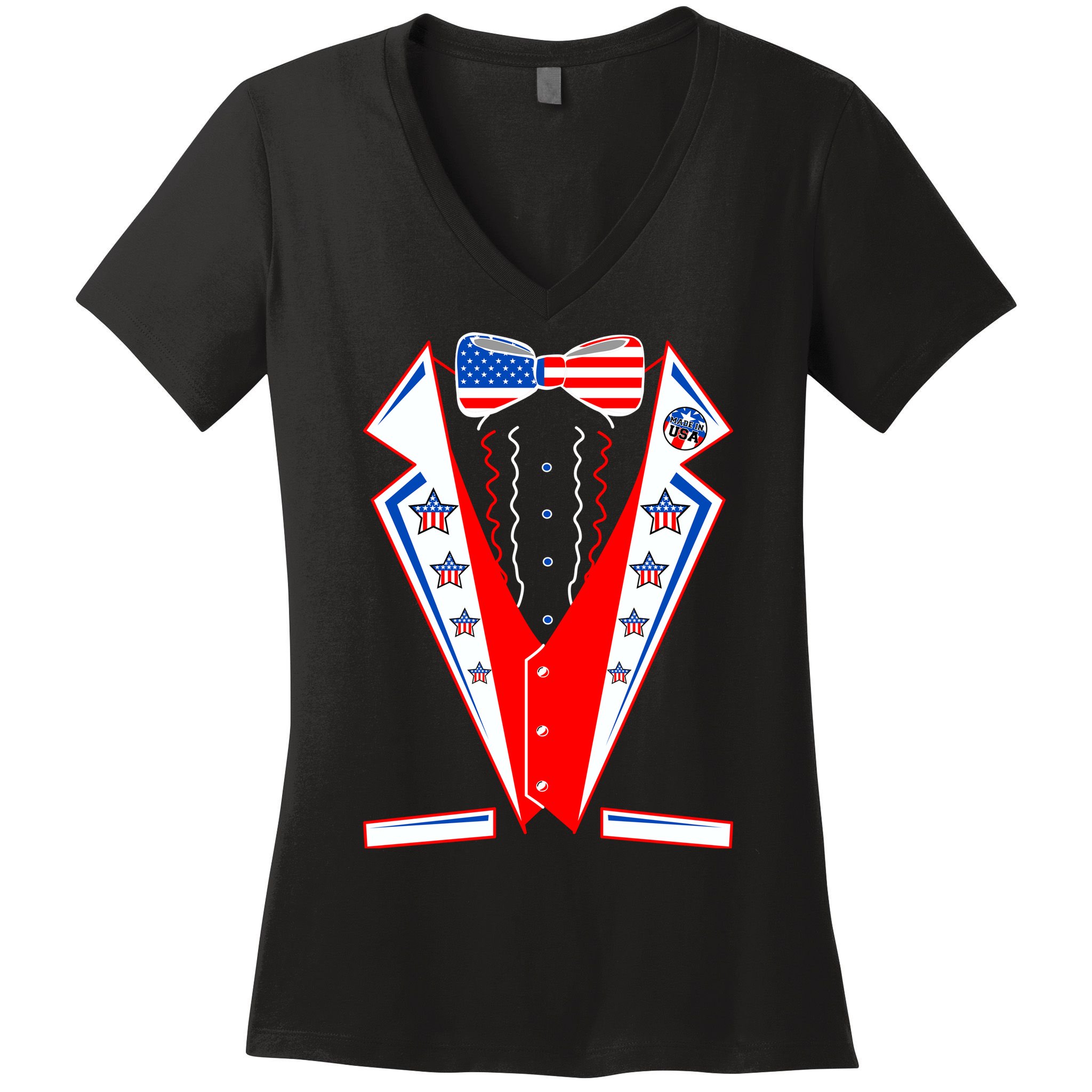 Independence Day USA Tuxedo Tux Women's V-Neck T-Shirt