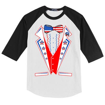 Independence Day USA Tuxedo Tux Kids Colorblock Raglan Jersey