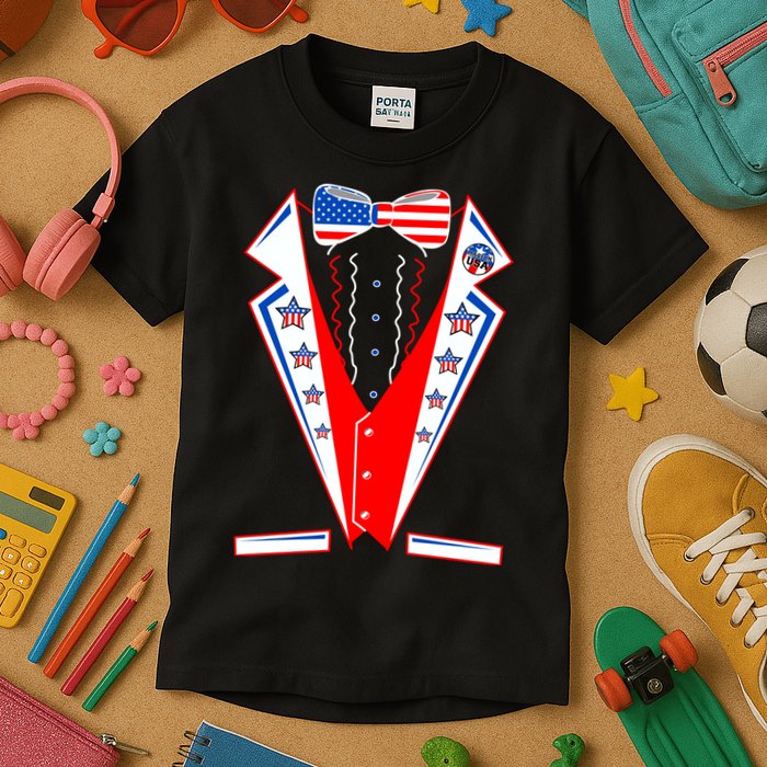 Independence Day USA Tuxedo Tux Kids T-Shirt