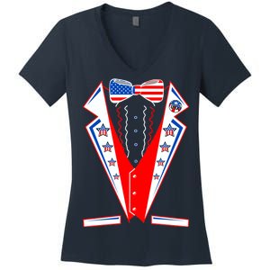 Independence Day USA Tuxedo Tux Women's V-Neck T-Shirt