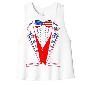 Independence Day USA Tuxedo Tux Women's Racerback Cropped Tank