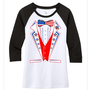 Independence Day USA Tuxedo Tux Women's Tri-Blend 3/4-Sleeve Raglan Shirt