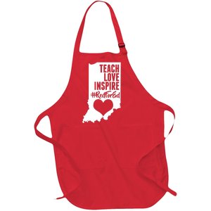 Indiana #Red For Ed  Full-Length Apron With Pockets