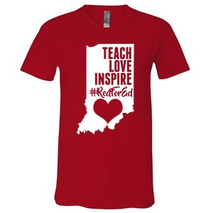 Indiana #Red For Ed  V-Neck T-Shirt