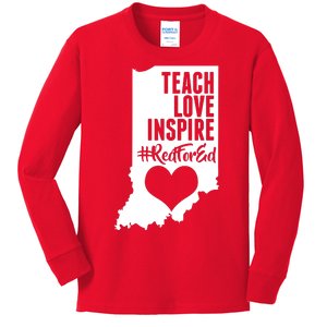 Indiana #Red For Ed  Kids Long Sleeve Shirt