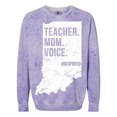 Indiana Teachers Red For Ed Mom Voice Colorblast Crewneck Sweatshirt