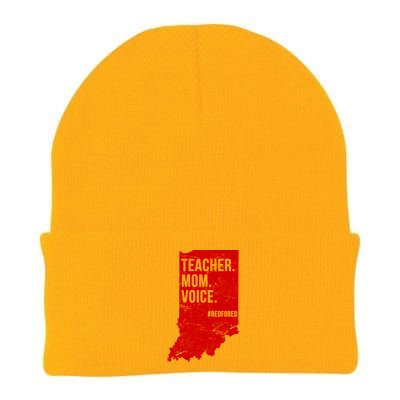 Indiana Teachers Red For Ed Mom Voice Knit Cap Winter Beanie