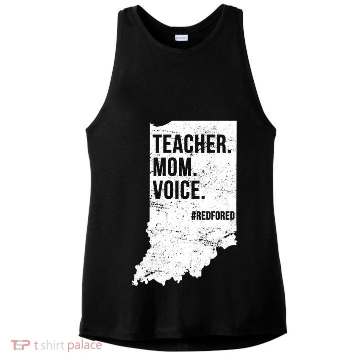 Indiana Teachers Red For Ed Mom Voice Ladies PosiCharge Tri-Blend Wicking Tank