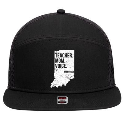 Indiana Teachers Red For Ed Mom Voice 7 Panel Mesh Trucker Snapback Hat