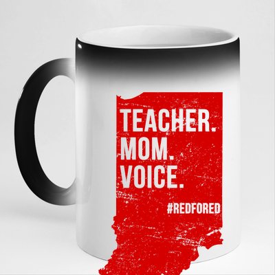 Indiana Teachers Red For Ed Mom Voice 11oz Black Color Changing Mug