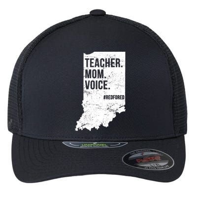 Indiana Teachers Red For Ed Mom Voice Flexfit Unipanel Trucker Cap