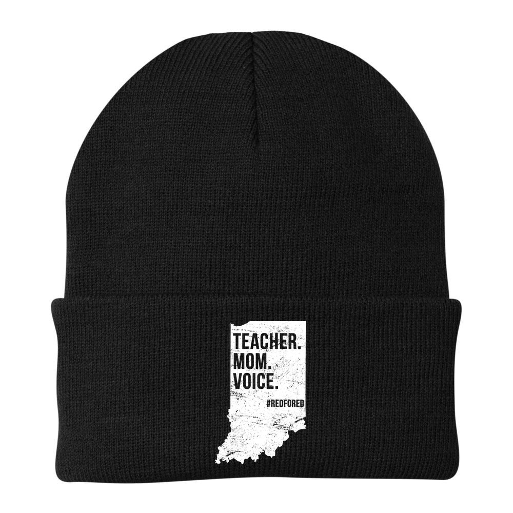 Indiana Teachers Red For Ed Mom Voice Beanie